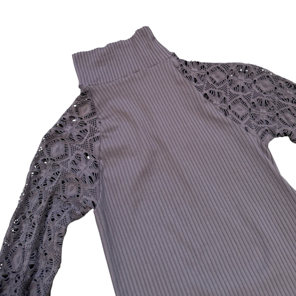 NWOT Free People Intimately XS/S Purple Rib and Lace Turtleneck Long Sleeve Top - Picture 5 of 8
